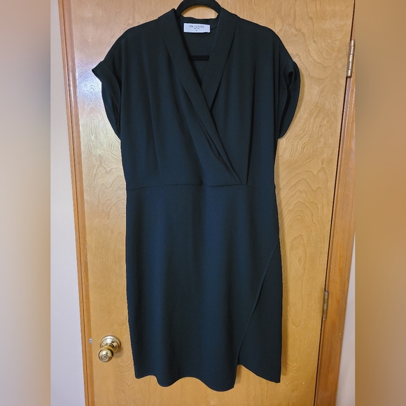 MM Lafleur Black Sheath Midi Dress V-Neck The Tory Dress - Picture 1 of 7